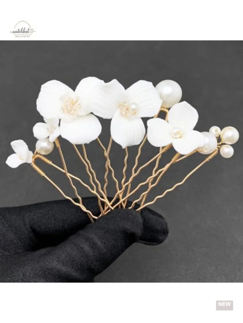 7 Pcs Ceramic Flower Hair Pins for Wedding Bridal Hair Pieces